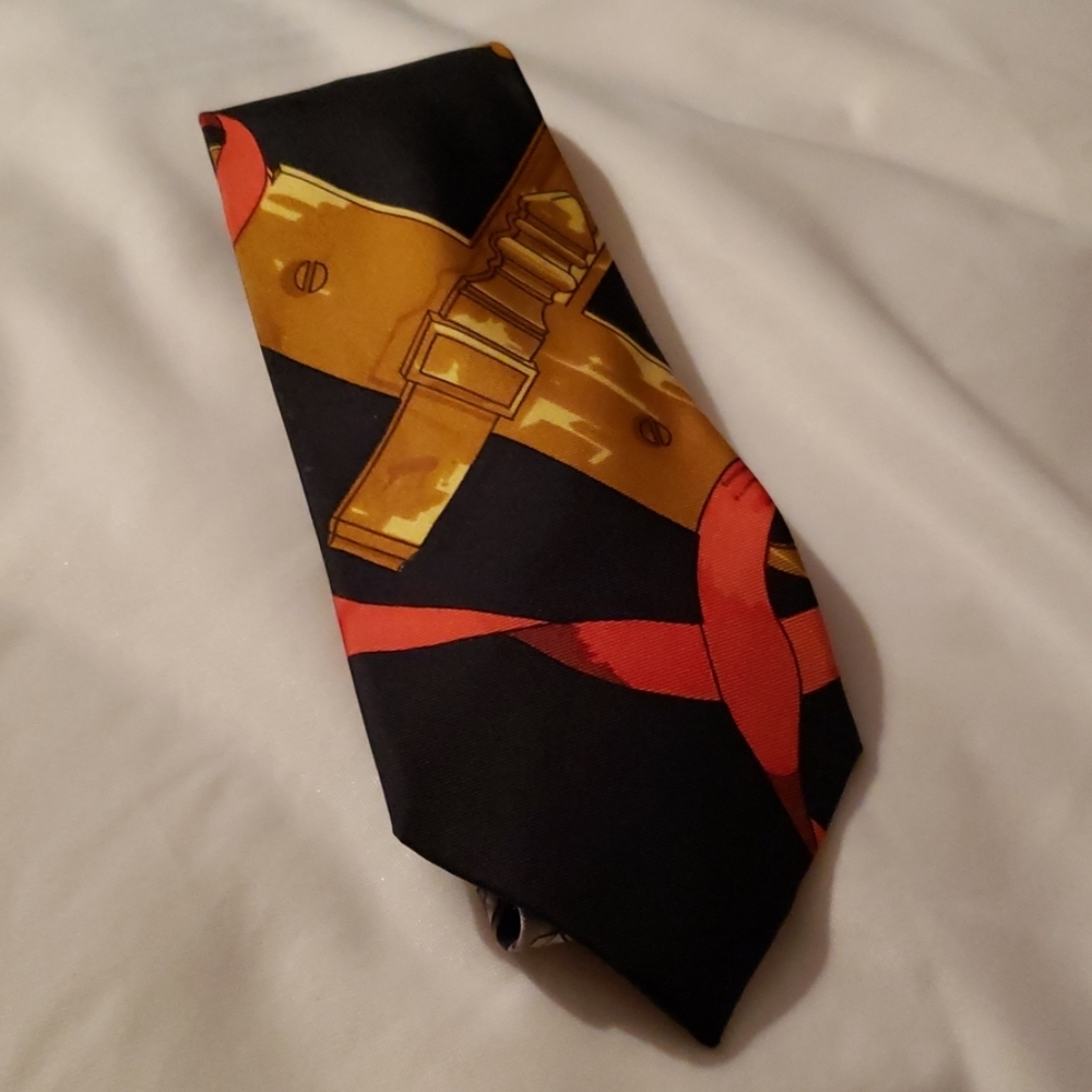 Hermes Paris Dark Blue Armor Pattern Tie